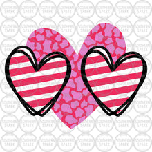 Load image into Gallery viewer, Valentine's Day SVG / Three Hearts / Valentine SVG / Pink Stripes Cow Prink / Cut File / Clip Art / Southern Spark / svg png eps pdf jpg dxf