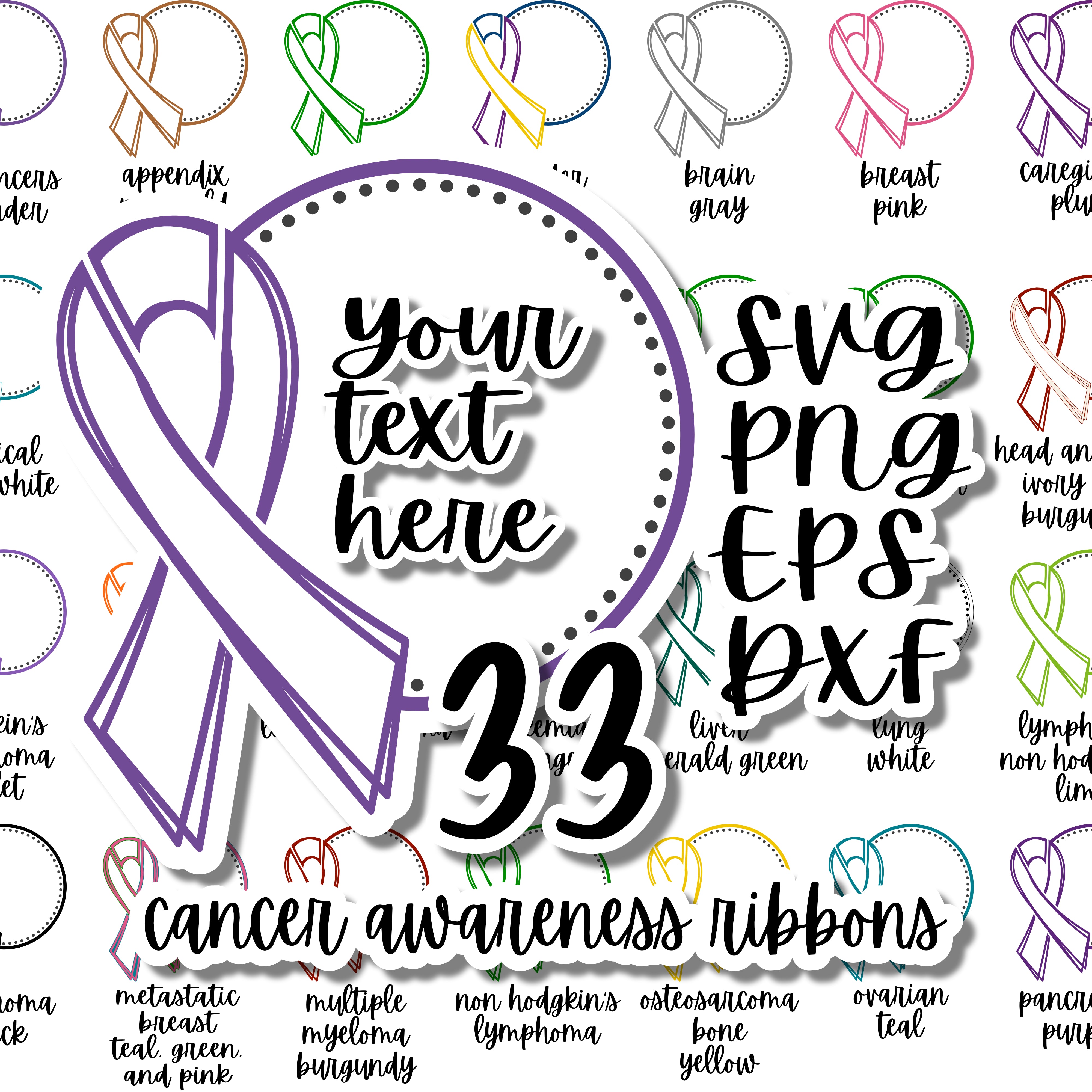 Breast Cancer Awareness Ribbon, Words - 3T Xpressions