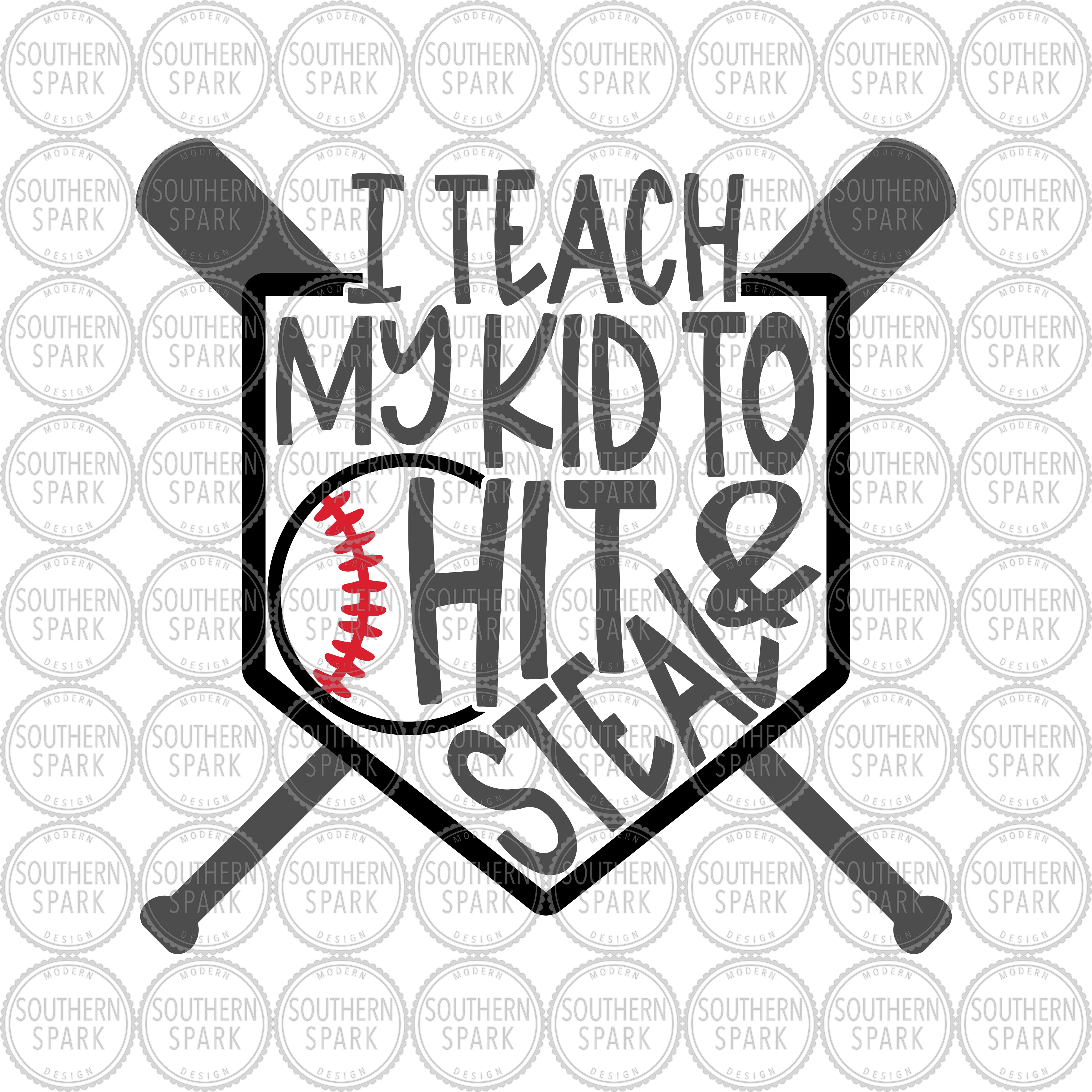 Free Hit & Steal Baseball SVG Cut File