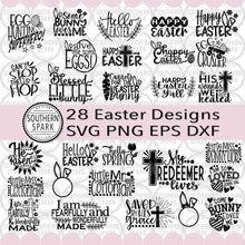 Load image into Gallery viewer, 28 Easter Bundle SVG / Happy Easter / Easter Bunny / Easter Eggs / Spring / Cut File / Clip Art / Southern Spark / svg png eps pdf jpg dxf