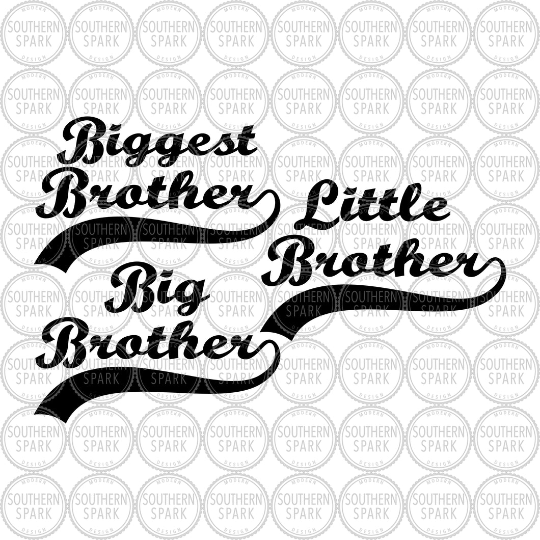 Bundle/ Biggest Big Little Brother SVG / Siblings Set / Brothers / Sporty Swash / Cut File / Southern Spark / svg png eps pdf jpg dxf