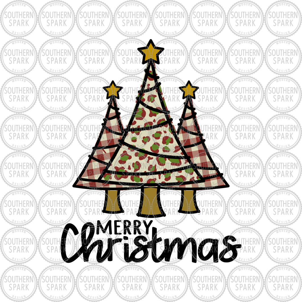 Merry Christmas SVG / Three Trees SVG / Christmas Trees SVG / Holidays / Cut File / Clip Art / Southern Spark / svg png eps pdf jpg dxf