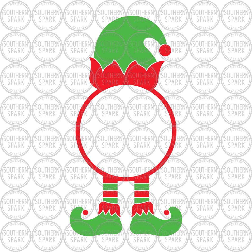 Christmas SVG / Christmas Elf Monogram SVG / Santa's Elf SVG / Monogram / Cut File / Southern Spark / svg png eps pdf jpg