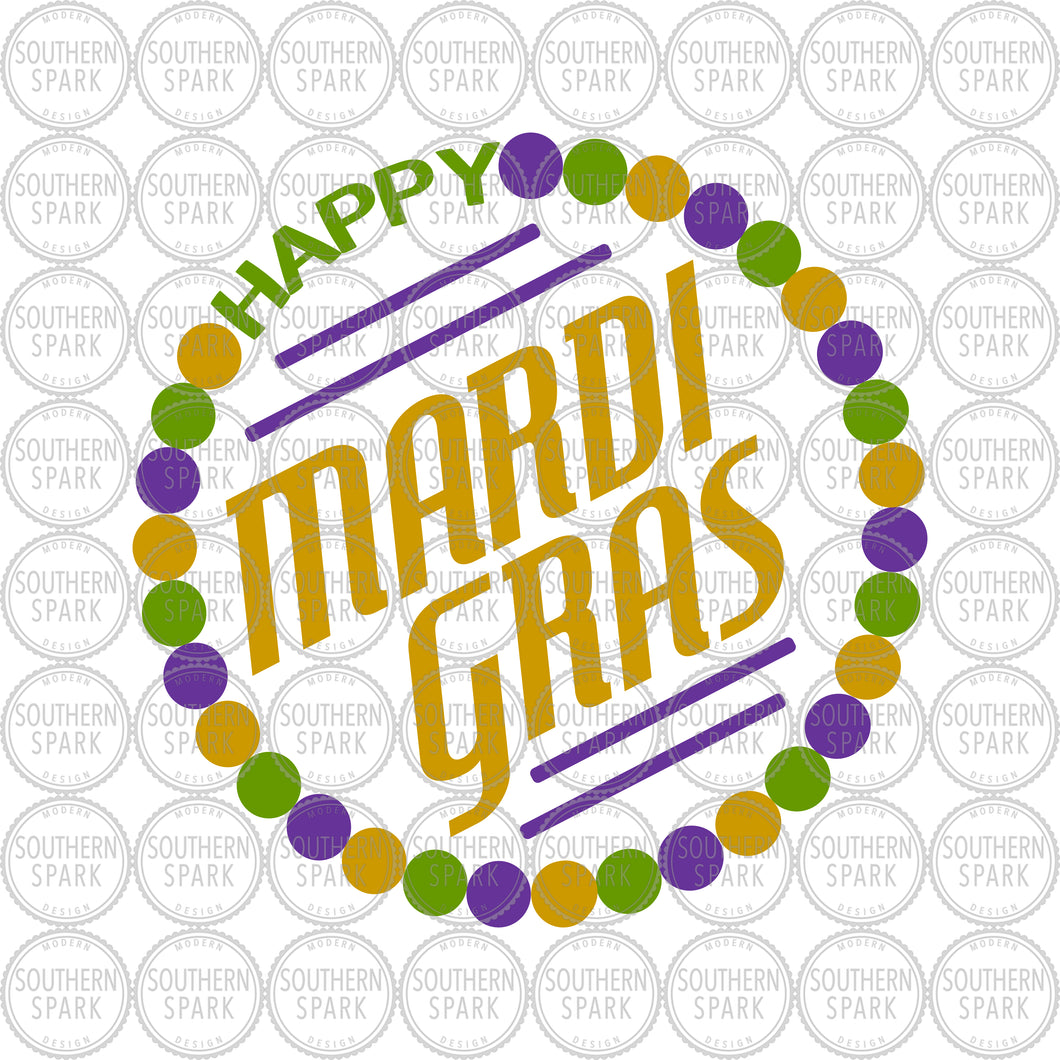 Mardi Gras SVG / Happy Mardi Gras SVG / Mardi Gras Beads SVG / Celebrate / Cut File / Clip Art / Southern Spark / svg png eps pdf jpg dxf