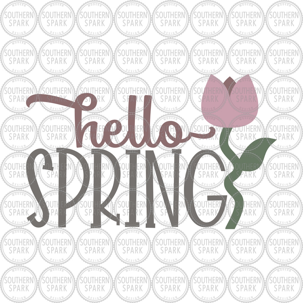 Easter SVG / Hello Spring / Easter / Hello Spring SVG / Tulip SVG / Spring / Cut File / Clip Art / Southern Spark / svg png eps pdf jpg dxf