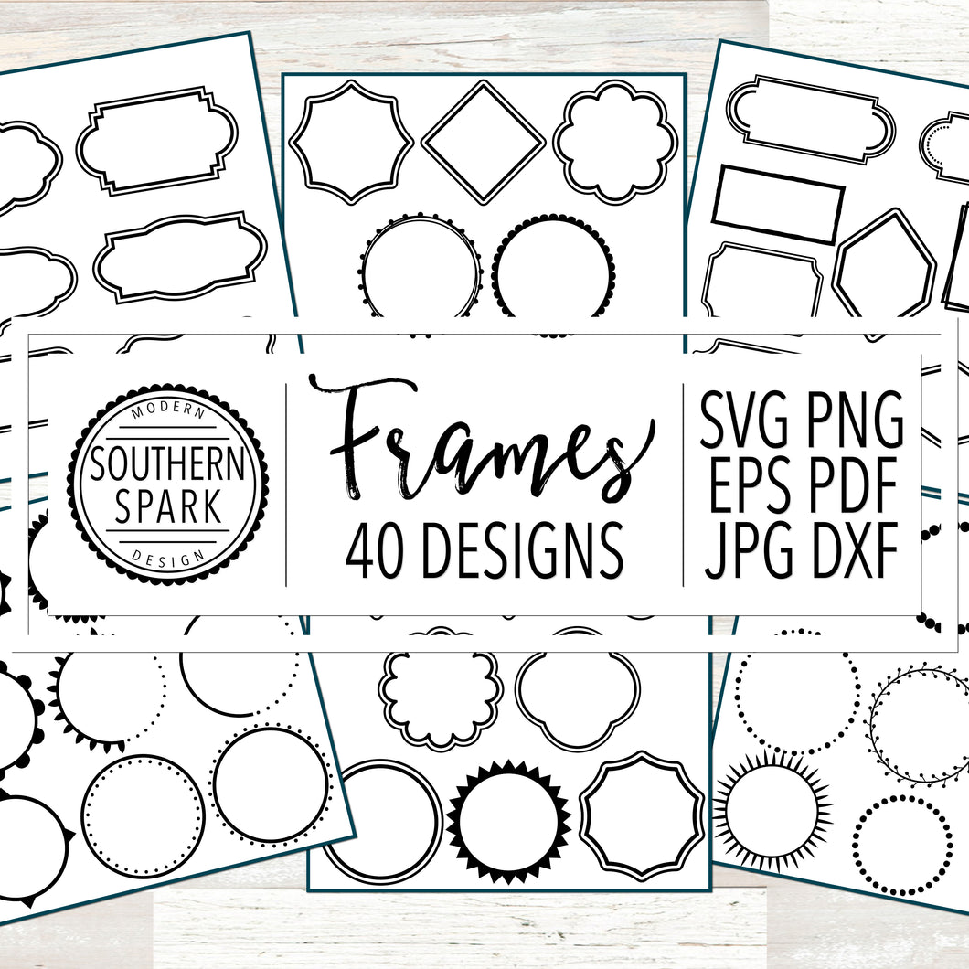 Bundle Frames Round Square Rectangle Wreath / Frame SVG / Frame PNG / Cut File / Southern Spark / svg png eps pdf jpg dxf