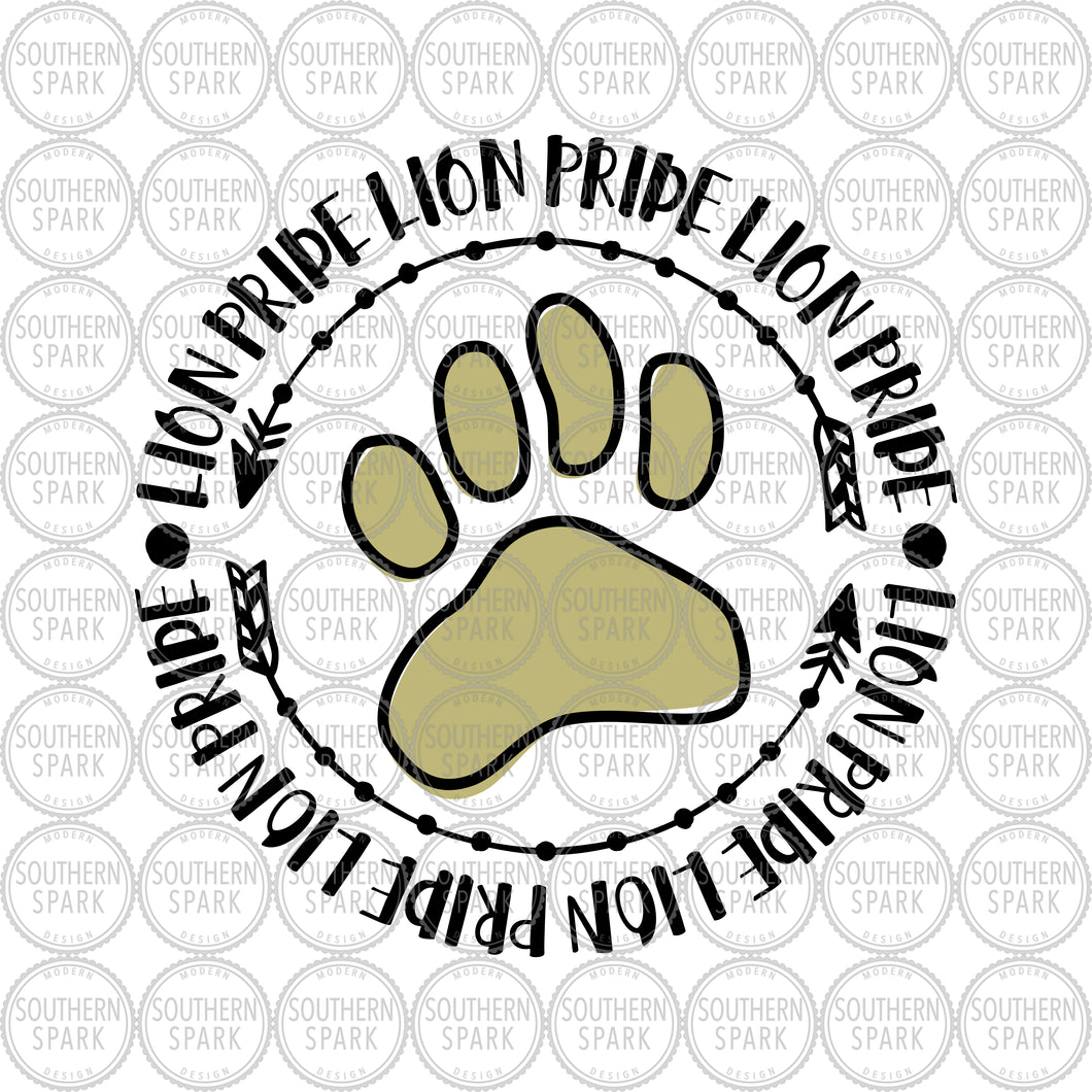 Lion Pride SVG / Lion Paw / Back To School / First Day School / Football / Cheer / Clip Art / Cut File / Southern Spark / svg png eps pdf jpg dxf