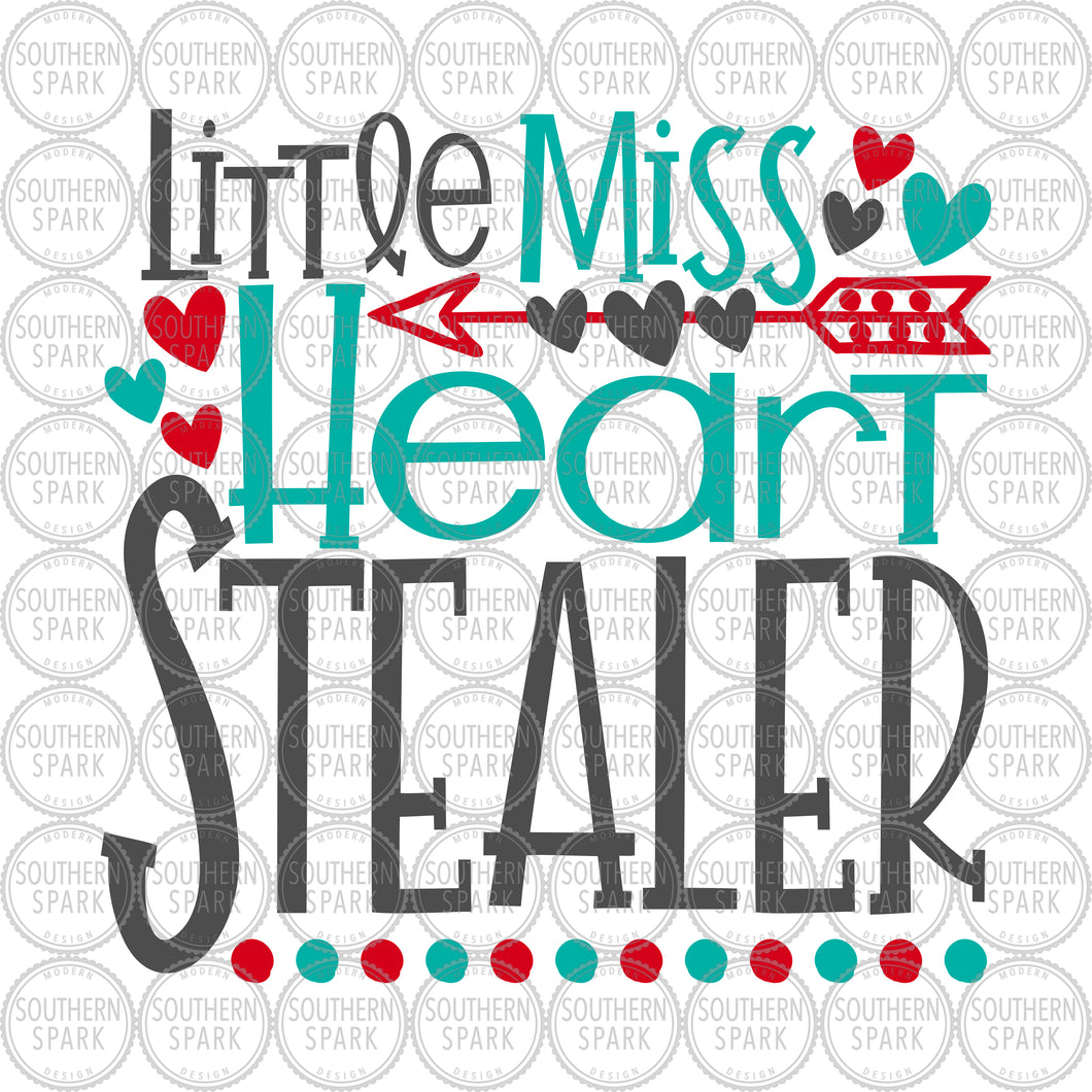 Valentine's Day SVG / Little Miss Heart Stealer SVG / Valentine SVG / Cut File / Clip Art / Southern Spark /  svg png eps pdf jpg dxf
