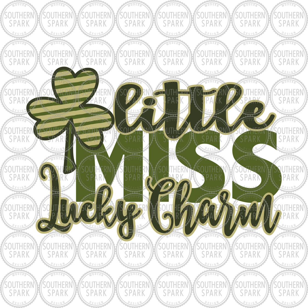 St Patrick's Day SVG / Little Miss Lucky Charm SVG / Shamrock / Cut File / Clip Art / Southern Spark / svg png eps pdf jpg St Patrick's Day