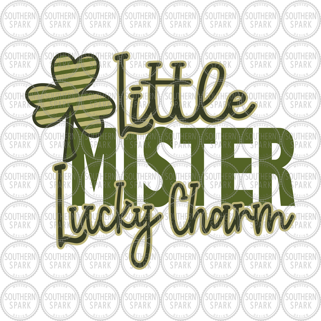 St Patrick's Day SVG / Little Mister Lucky Charm SVG / Shamrock SVG / St Patty / Cut File / Clip Art / Southern Spark / svg png eps pdf jpg