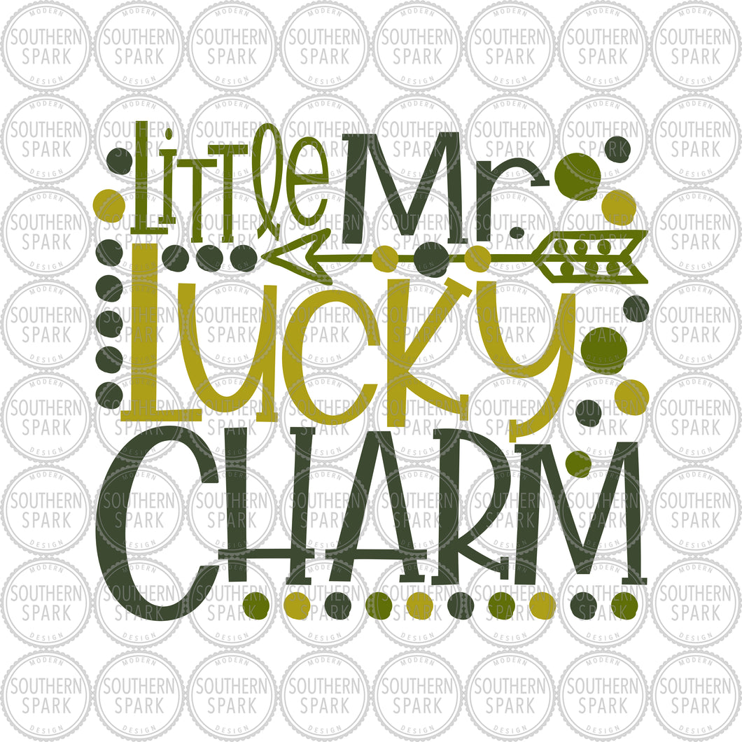 St Patrick's Day SVG / Little Mr Lucky Charm SVG / St. Patty's Day SVG / Cut File / Clip Art / Southern Spark /  svg png eps pdf jpg dxf