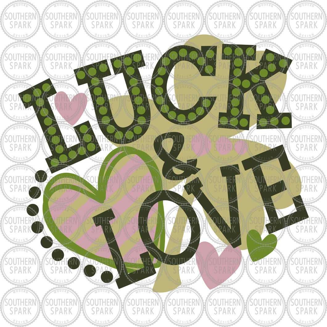 St. Patrick's Day SVG / Luck And Love / Shamrock / Hearts / Marquee Lights / Cut File / Clip Art / Southern Spark / svg png eps pdf jpg dxf