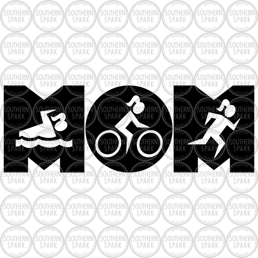 Triathlon SVG / Swim Bike Run SVG / Mother's Day SVG / Mom / Fitness / Cut File / Clip Art / Southern Spark / svg png eps pdf jpg dxf