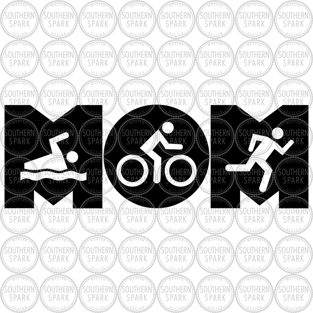 Mom SVG / Mother's Day SVG / Triathlon SVG / Swim Bike Run / Fitness / Cut File / Clip Art / Southern Spark / svg png eps pdf jpg dxf