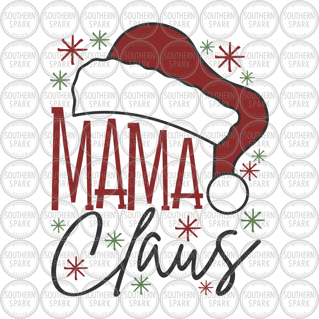 Christmas SVG / Mama Claus SVG / Santa Claus SVG / Santa Hat / Santa / Art / Cut File / Southern Spark / svg png eps pdf jpg dxf