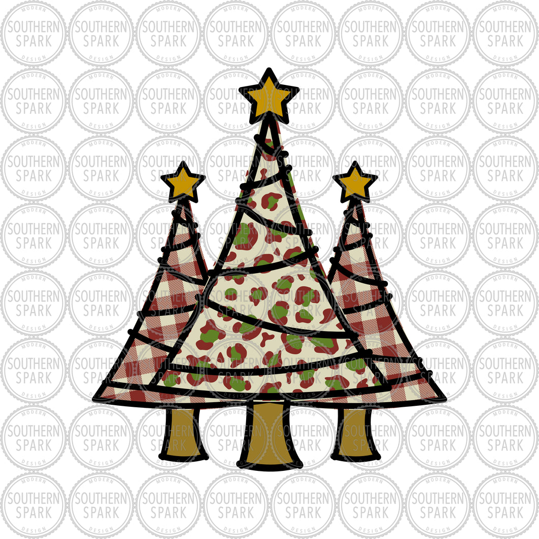Merry Christmas SVG / Three Trees SVG / Christmas Trees SVG / Holidays / Cut File / Clip Art / Southern Spark / svg png eps pdf jpg dxf