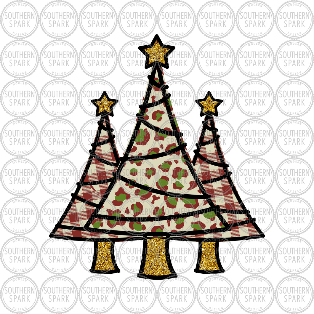 Merry Christmas PNG / Three Trees PNG / Christmas Trees PNG / Holidays / Cut File / Clip Art / Sublimation / Print / Southern Spark / png