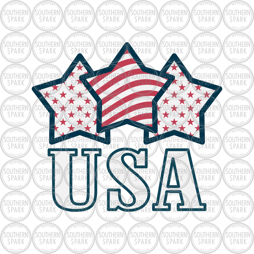4th Of July SVG / USA SVG / Independence Day / Stars And Stripes / Memorial / Cut File / Clip Art / Southern Spark / svg png eps pdf jpg dxf