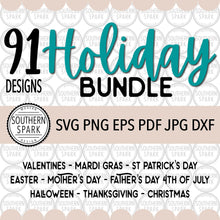 Load image into Gallery viewer, Holiday Bundle Valentine&#39;s Mardi St Patrick&#39;s Easter Mother&#39;s Father&#39;s 4th Of July Halloween Thanksgiving Christmas svg png eps pdf jpg dxf
