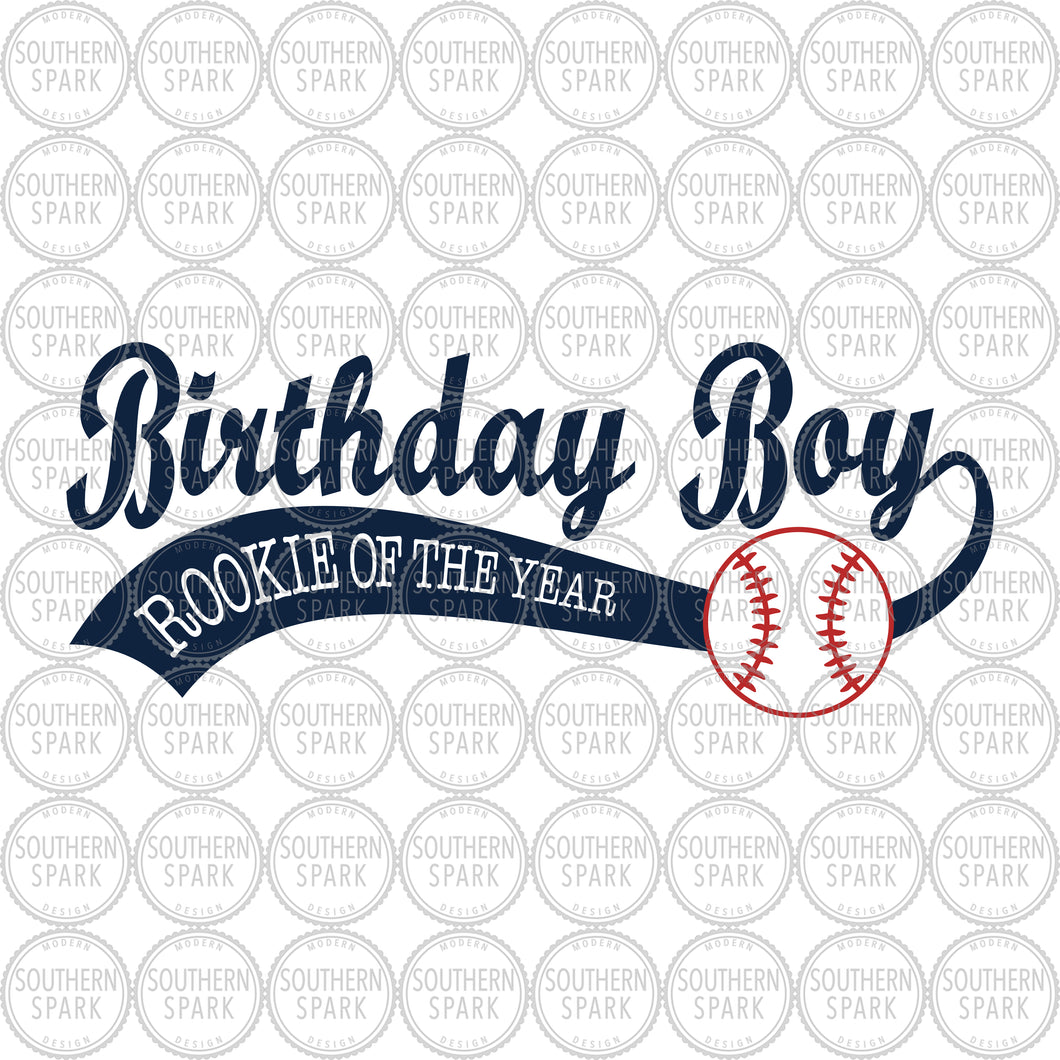 Birthday SVG / Birthday Boy SVG / Birthday Boy Baseball In Swash / Baseball / Cut File / Clip Art / Southern Spark / svg png eps pdf jpg dxf