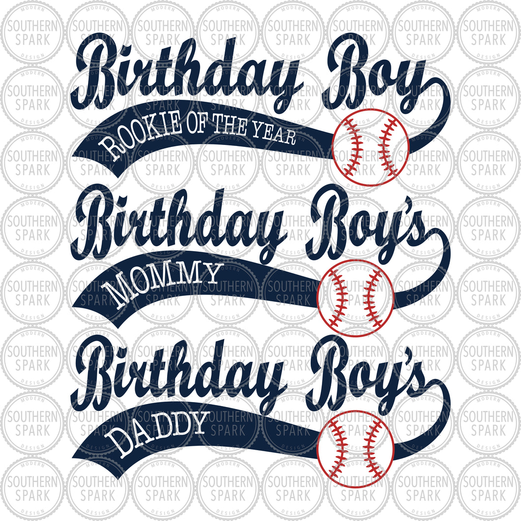 Bundle Birthday Boy SVG / Baseball Birthday SVG / Mommy / Daddy / Rookie of the Year SVG / Baseball / svg png eps pdf jpg dxf