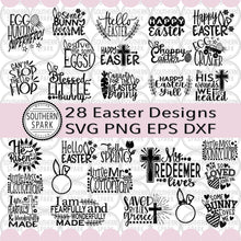 Load image into Gallery viewer, 28 Easter Bundle SVG / Happy Easter / Easter Bunny / Easter Eggs / Spring / Cut File / Clip Art / Southern Spark / svg png eps pdf jpg dxf
